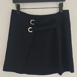 Vintage 60's Black Mini Skirt with Stylish Buckle Detail